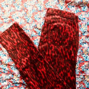 Red leopard print NY&C jeans